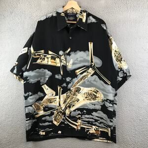 Vintage Planes print Shirt  Original Ice Collection button up XL